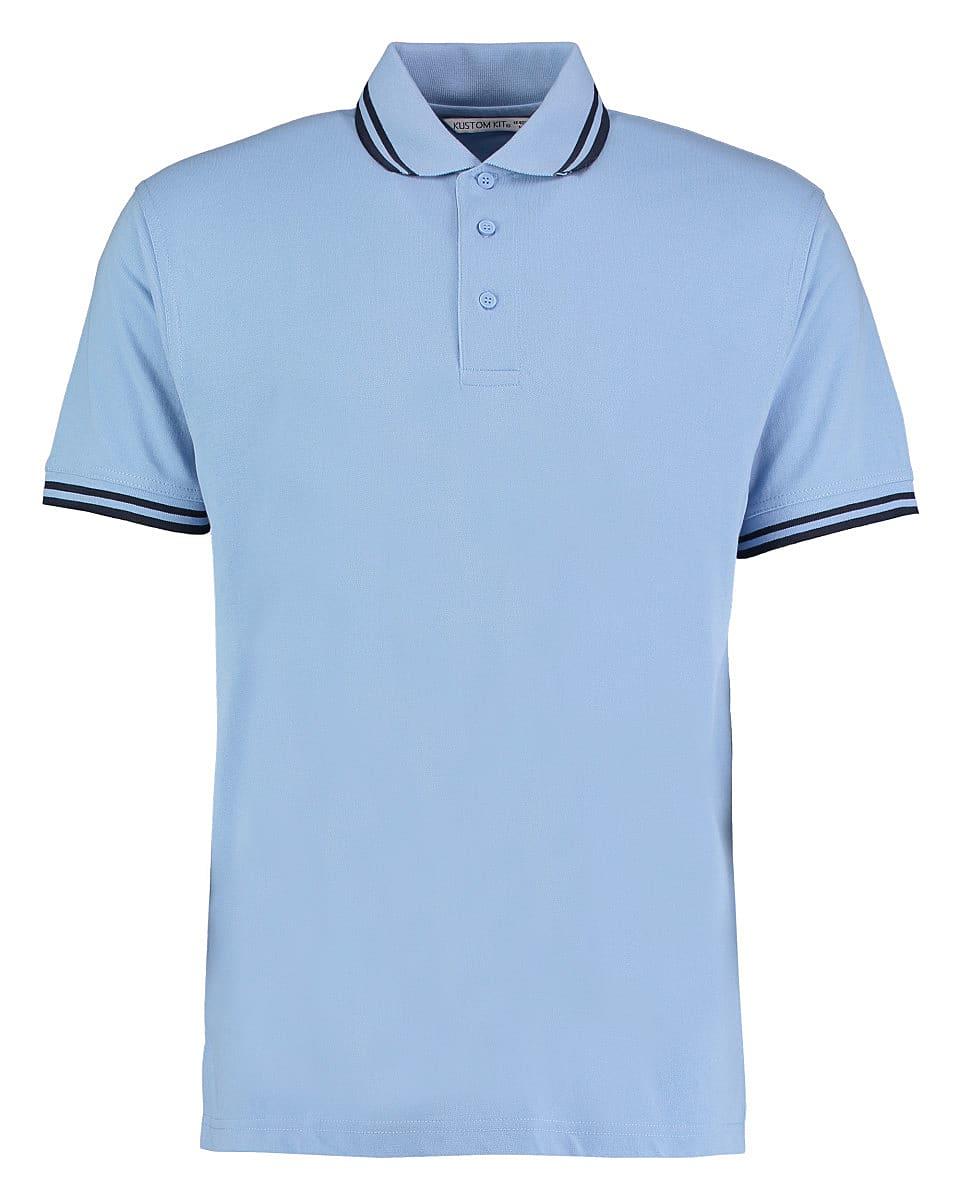 Kustom Kit Mens Tipped Pique Polo Shirt in Light Blue / Navy (Product Code: KK409)