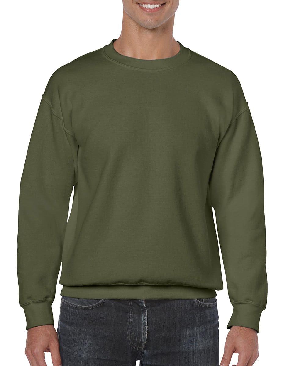 Gildan Heavy Blend Adult Crewneck Sweatshirt in Military Green (Product Code: 18000)