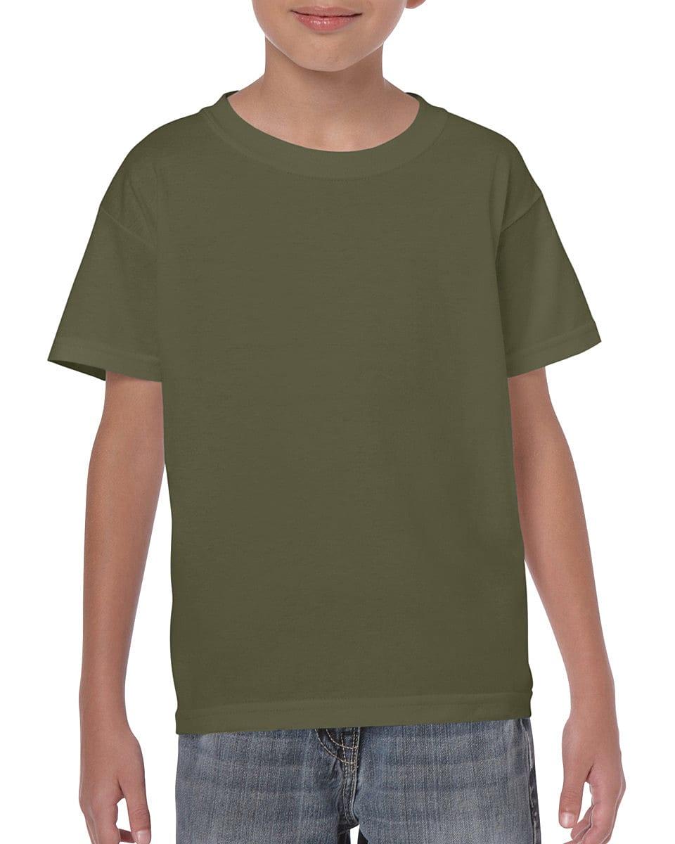 Gildan Childrens Heavy Cotton T-Shirt in Military Green (Product Code: 5000B)