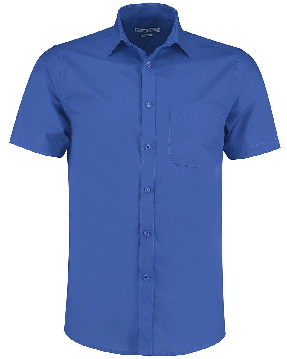 Kustom Kit Mens Short-Sleeve Poplin Shirt in Royal Blue (Product Code: KK141)