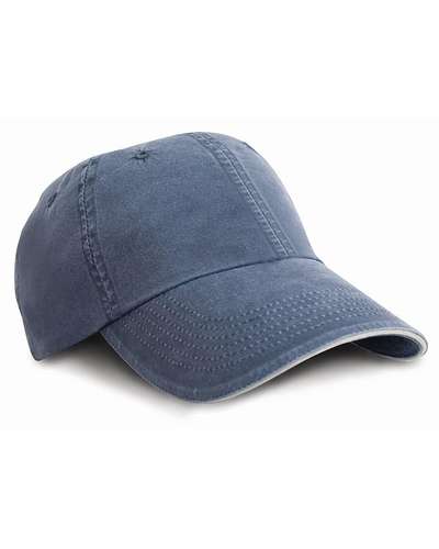 Result Headwear Washed Fine Line Cotton Cap with Sandwich Peak