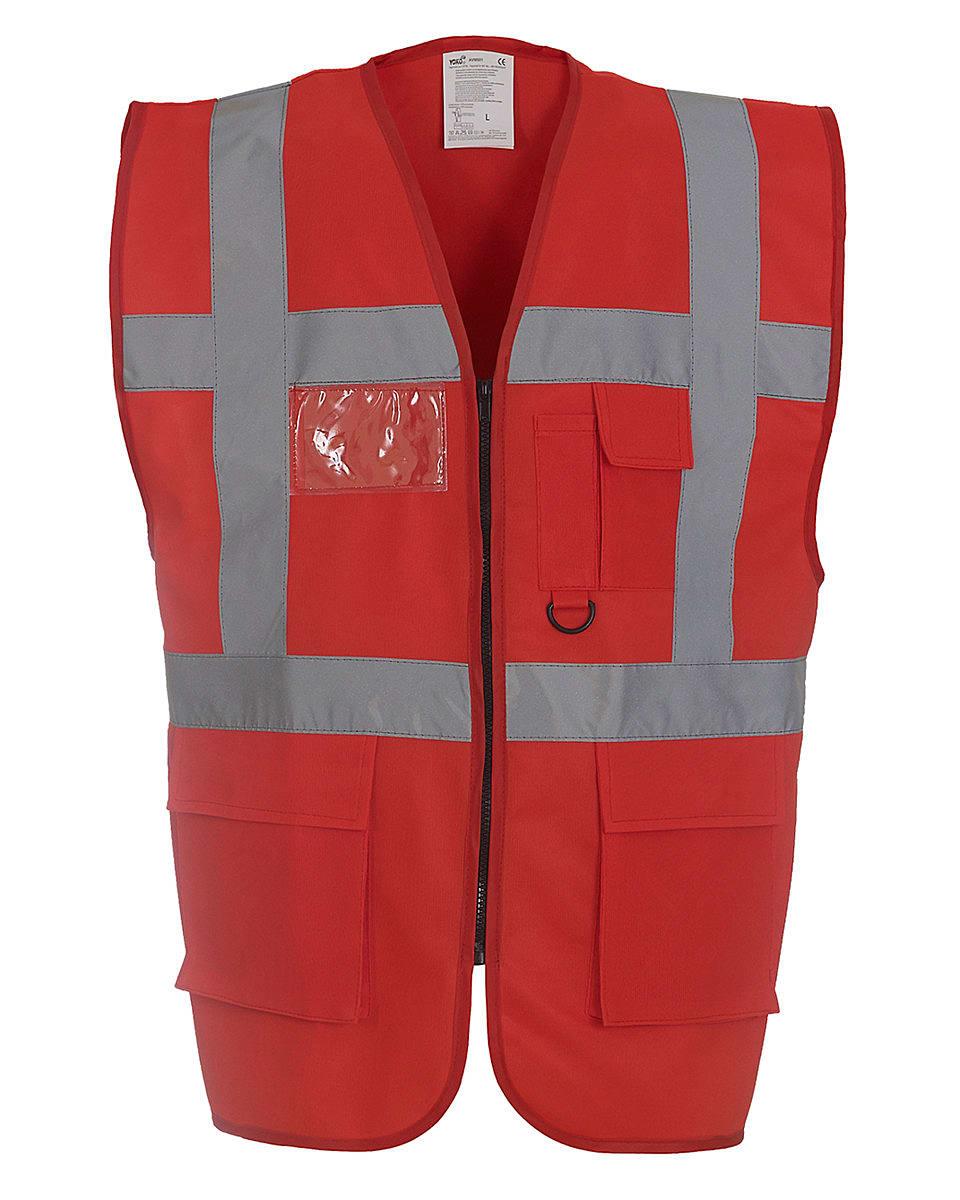 Yoko Hi-Viz Executive Waistcoat in Red (Product Code: HVW801)