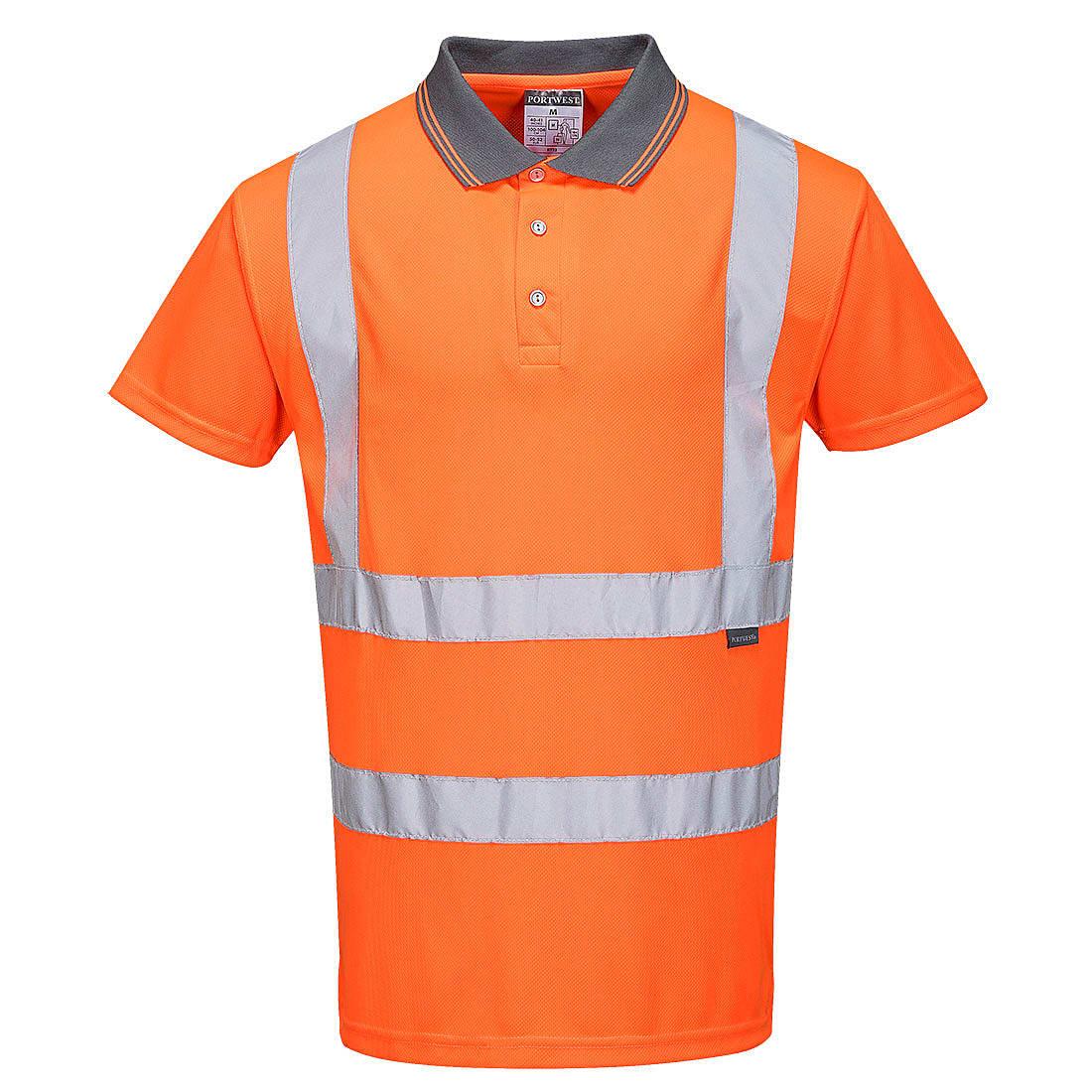 Portwest Hi-Viz Short-Sleeved Polo Shirt RIS in Orange (Product Code: RT22)