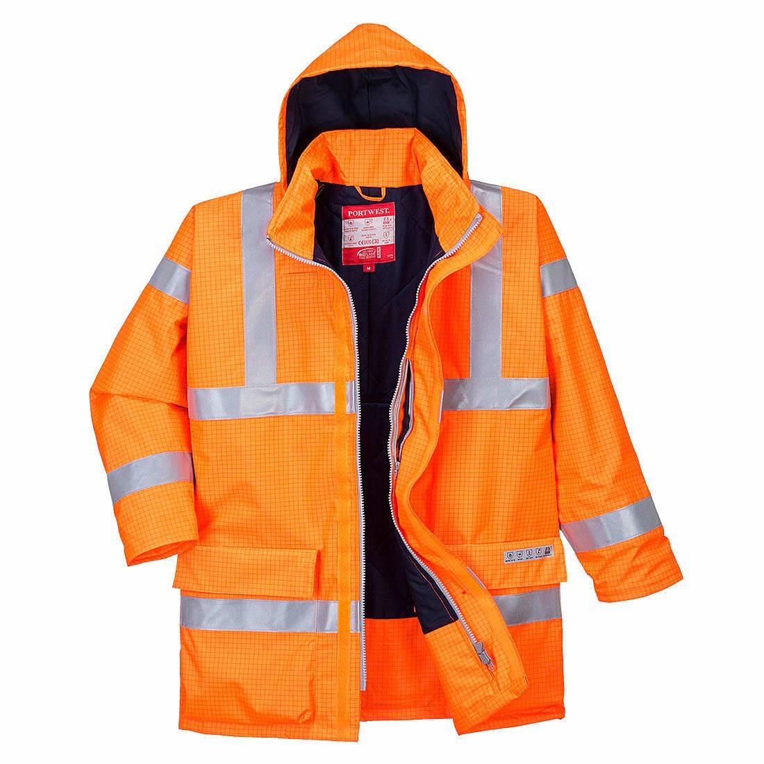 Portwest Bizflame Rain Hi-Viz Antistatic FR Jacket in Orange (Product Code: S778)