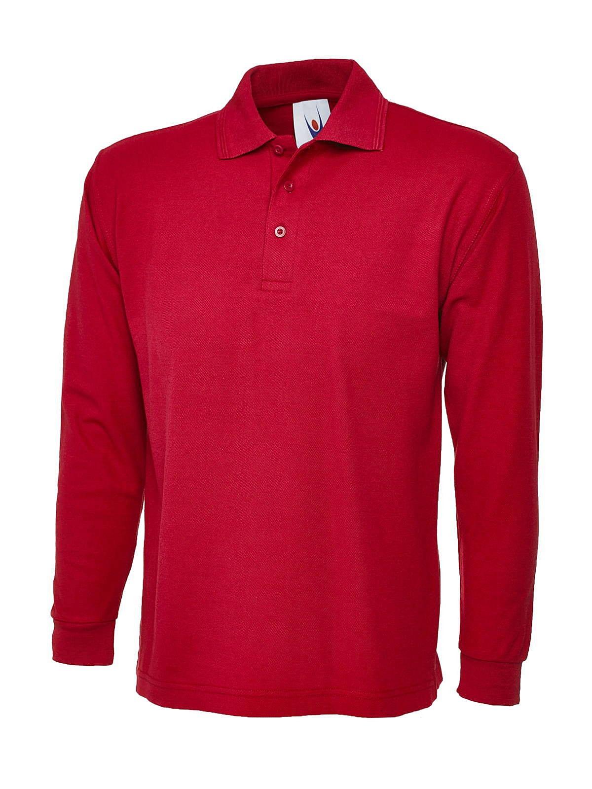 Uneek 220GSM Long-Sleeve Polo Shirt in Red (Product Code: UC113)