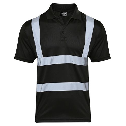 Supertouch Hi-Vis Black Bird Eye Polo Shirt