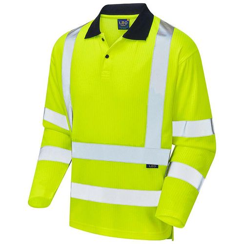 Leo Swimbridge ISO 20471 Class 3 Comfort EcoVizPB Sleeved Polo Shirt Yellow
