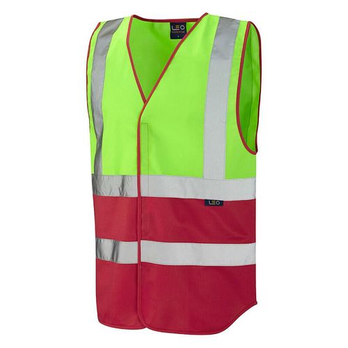 Leo Pilton Single Colour Reflective Waistcoat (Non ISO 20471) Lime/Red