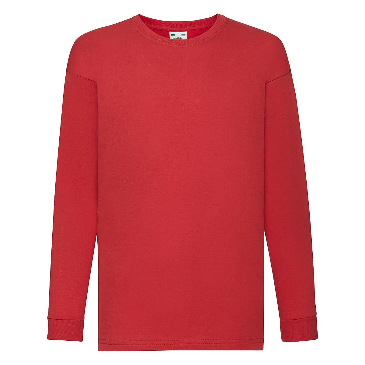Fruit Of The Loom Childrens Valuweight Long-Sleeve T-Shirt in Red (Product Code: 61007)