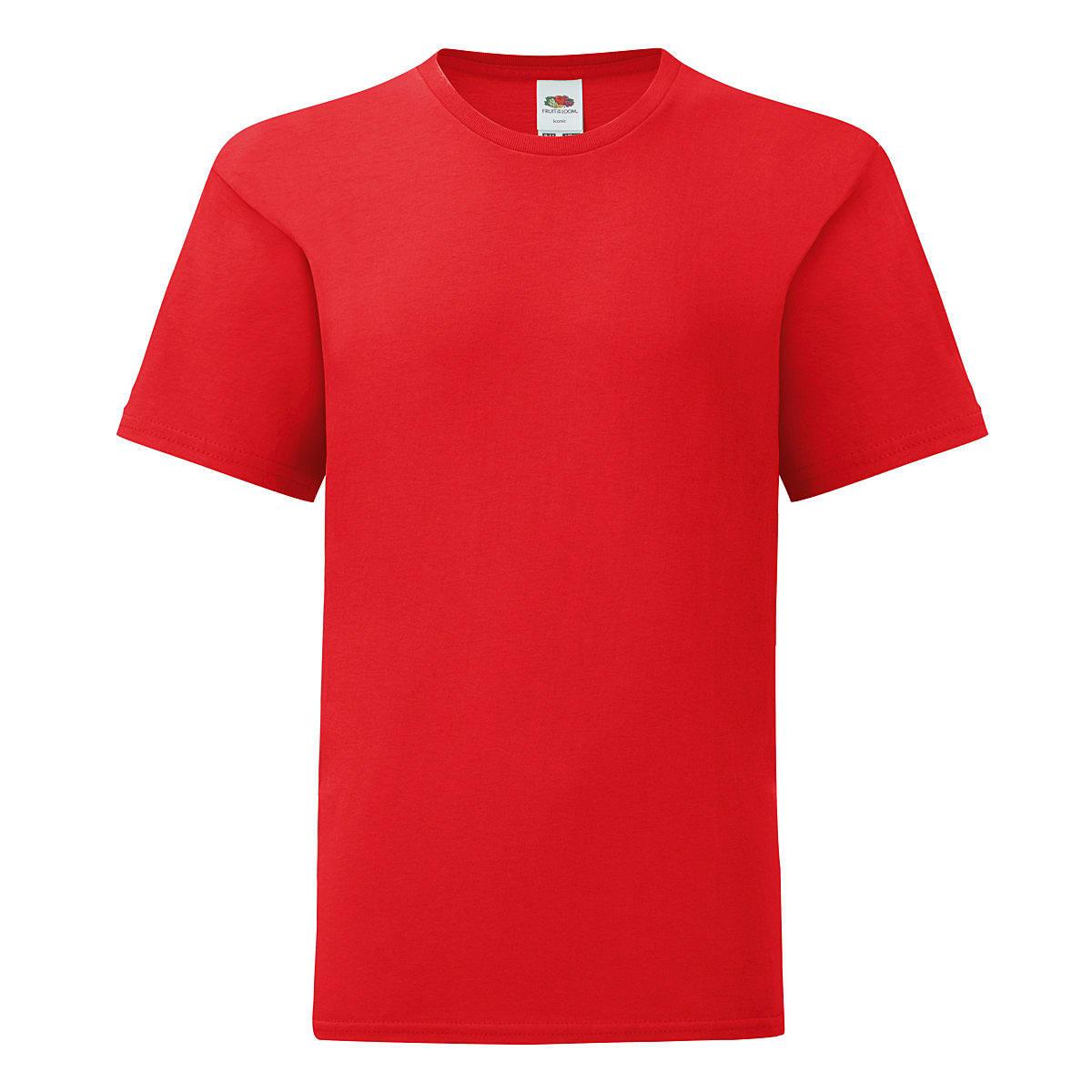 Fruit Of The Loom Kids Iconic T-Shirt in Red (Product Code: 61023)