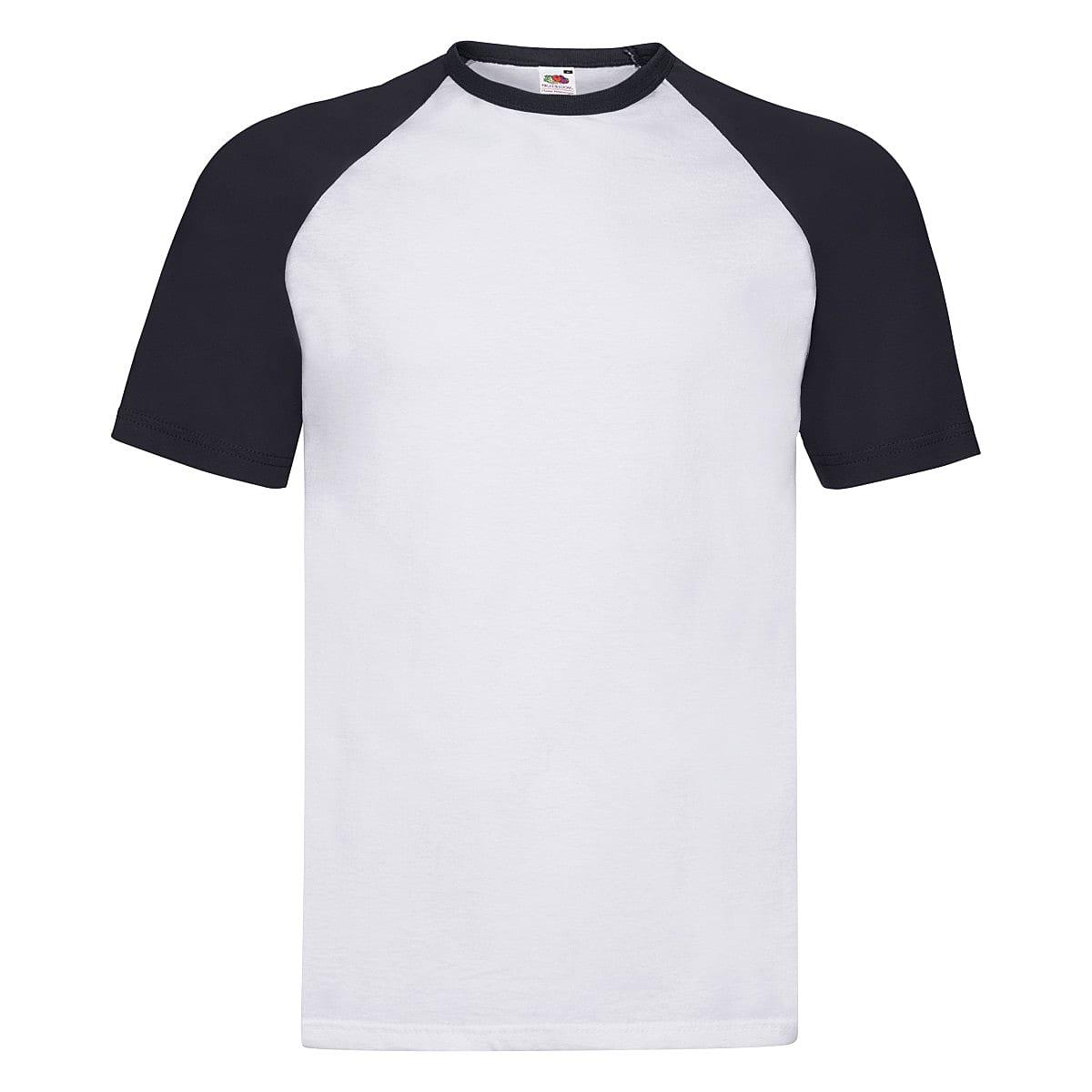 Fruit Of The Loom Short-Sleeve Baseball T-Shirt in White / Deep Navy (Product Code: 61026)