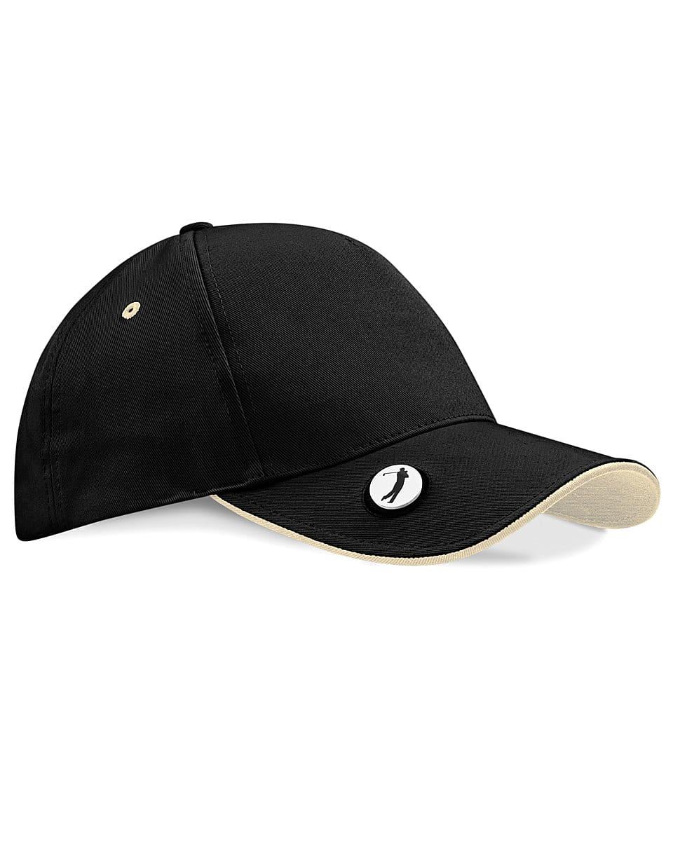 Beechfield Golf Ball Marker Cap in Black / Putty (Product Code: B185)