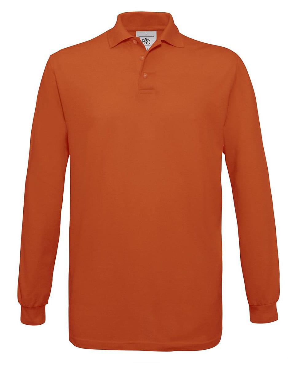 B&C Safran Long-Sleeve Polo Shirt in Pumpkin Orange (Product Code: PU414)