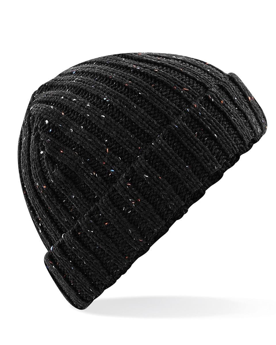 Beechfield Rustic Fleck Beanie Hat in Black (Product Code: B427)