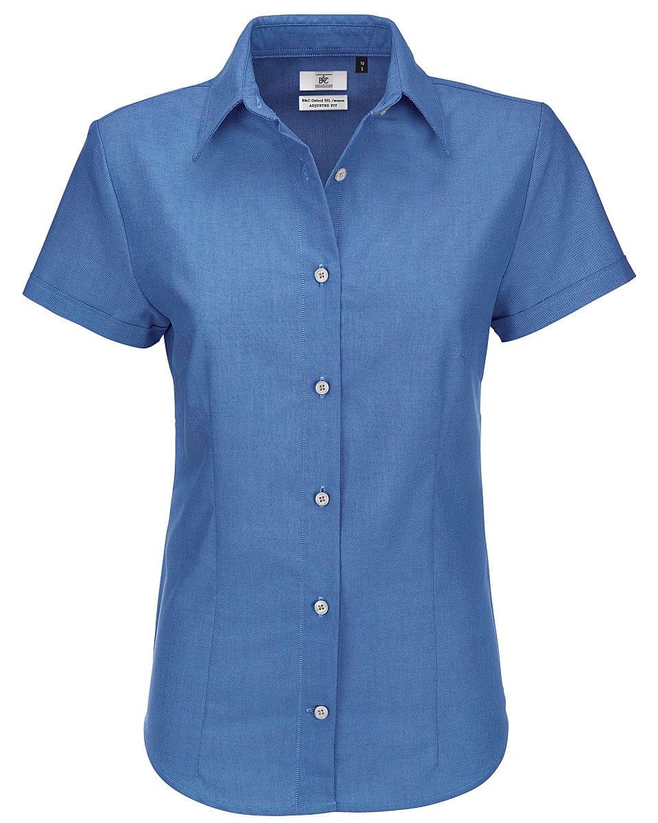 B&C Womens Oxford Short-Sleeve Shirt in Blue Chip (Product Code: SWO04)