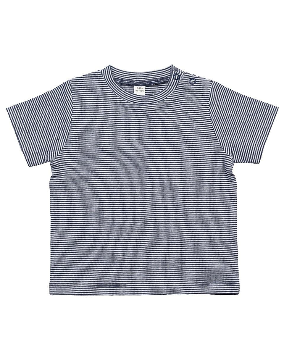 Babybugz Baby Striped T-Shirt in White / Heather Grey Melange (Product Code: BZ45)