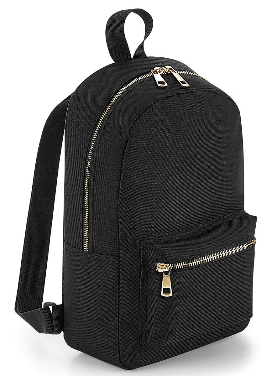 Bagbase Metallic Zip Mini Backpack in Black / Gold (Product Code: BG233)