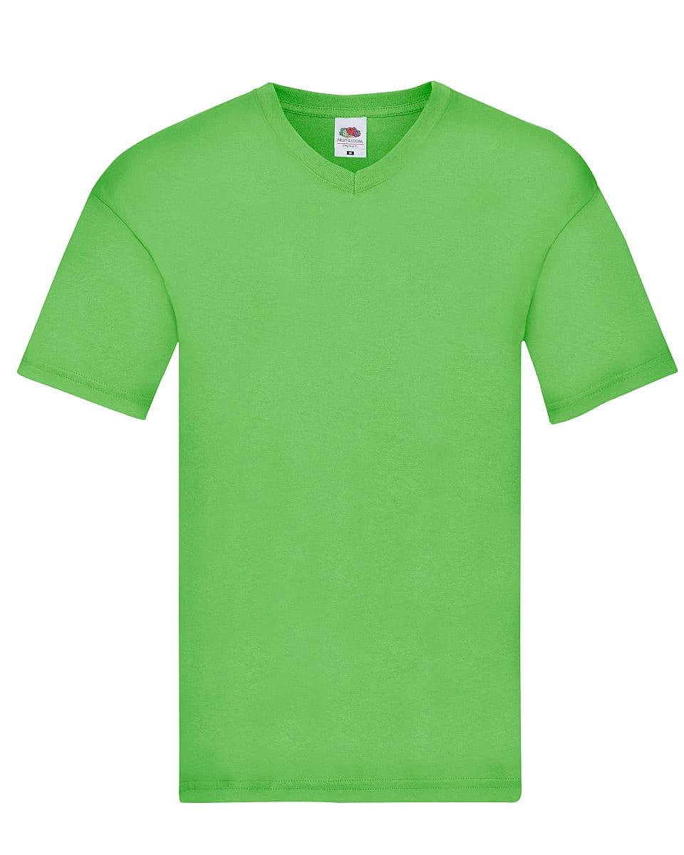 Fruit Of The Loom Mens Original V-Neck T-Shirt in Lime (Product Code: 61426)
