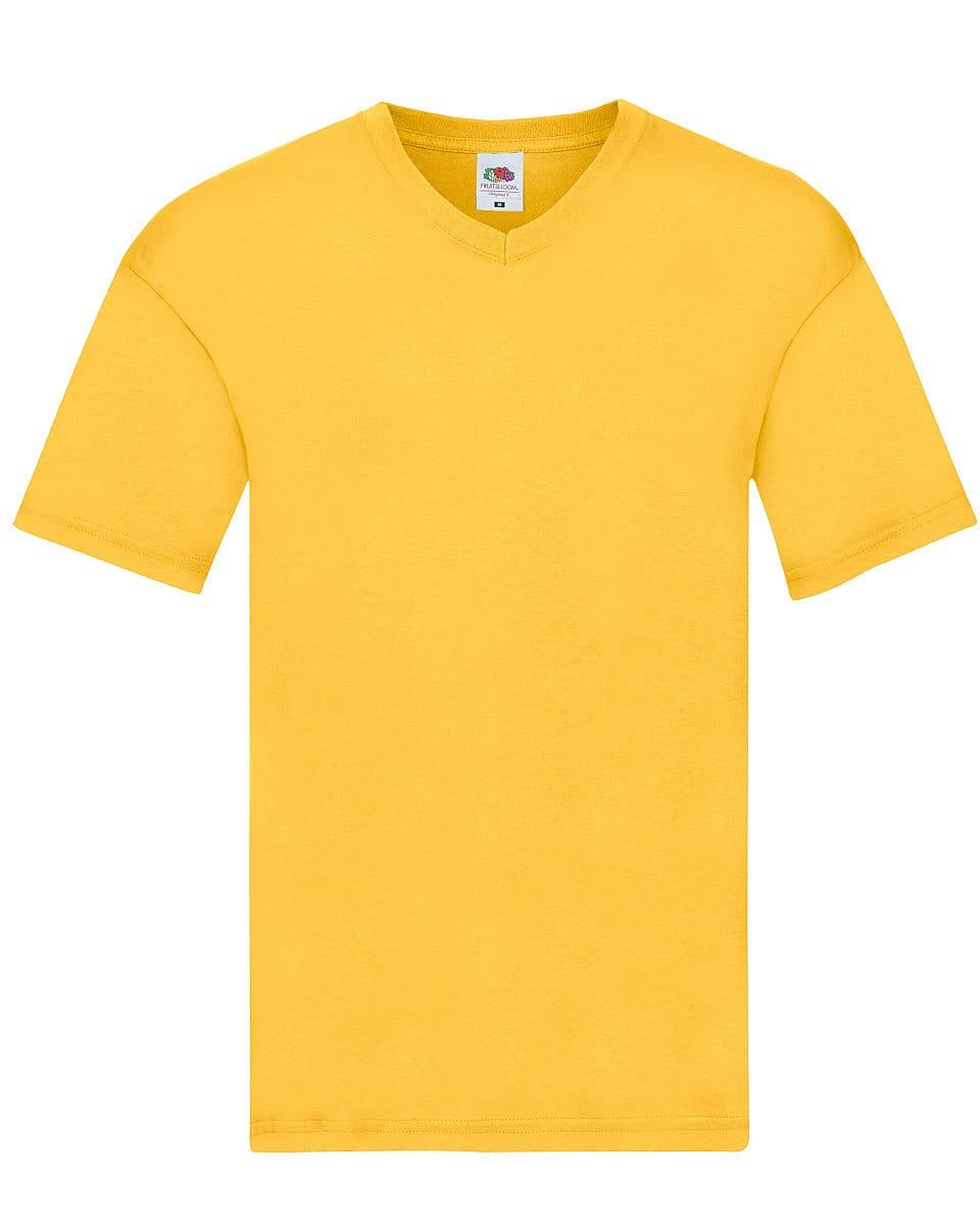 Fruit Of The Loom Mens Original V-Neck T-Shirt in Sunflower (Product Code: 61426)