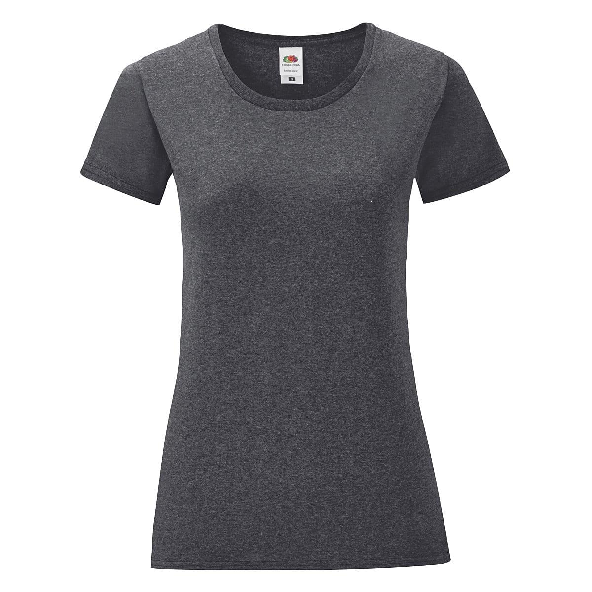 Fruit Of The Loom Womens Iconic T-Shirt in Dark Heather (Product Code: 61432)