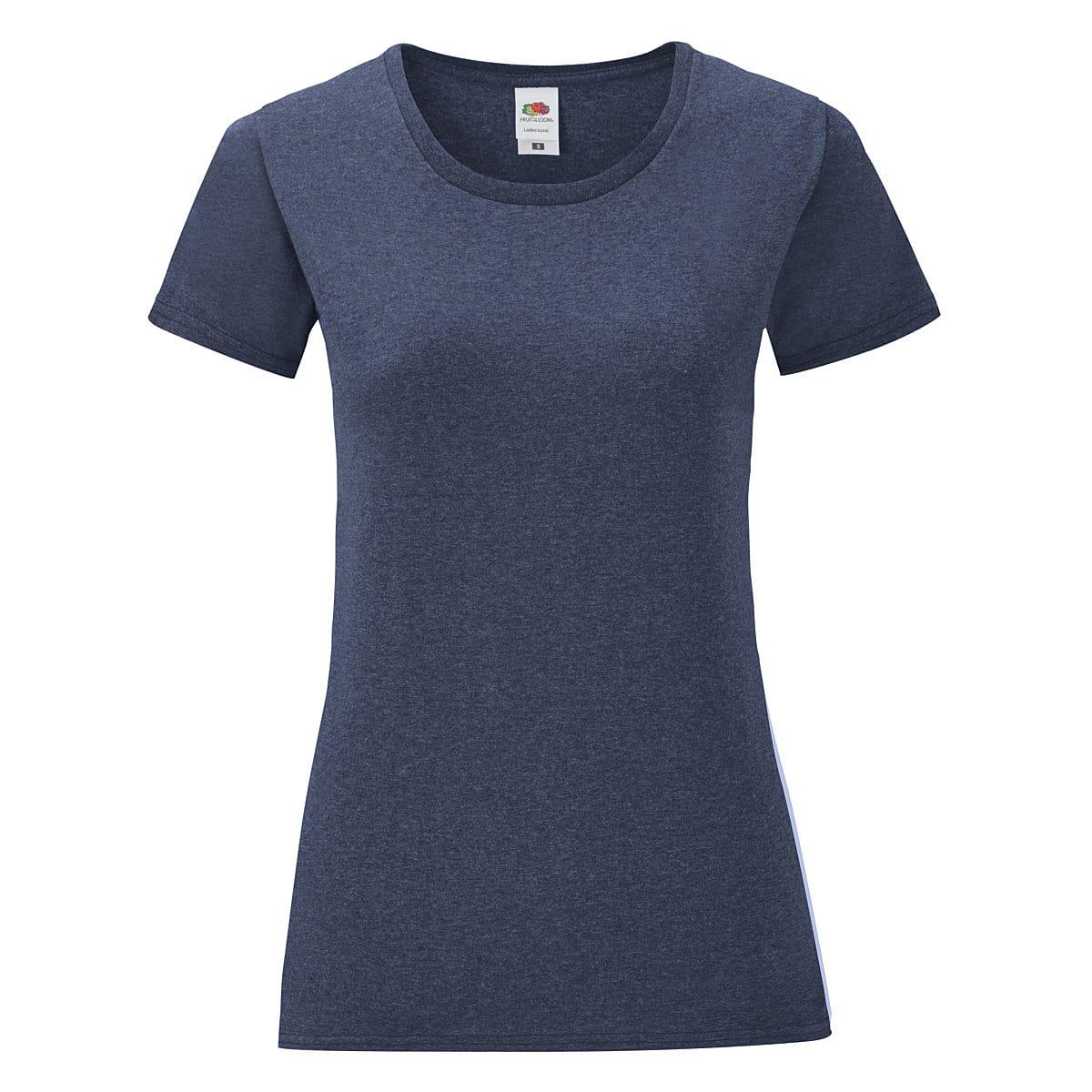 Fruit Of The Loom Womens Iconic T-Shirt in Vintage Heather Navy (Product Code: 61432)