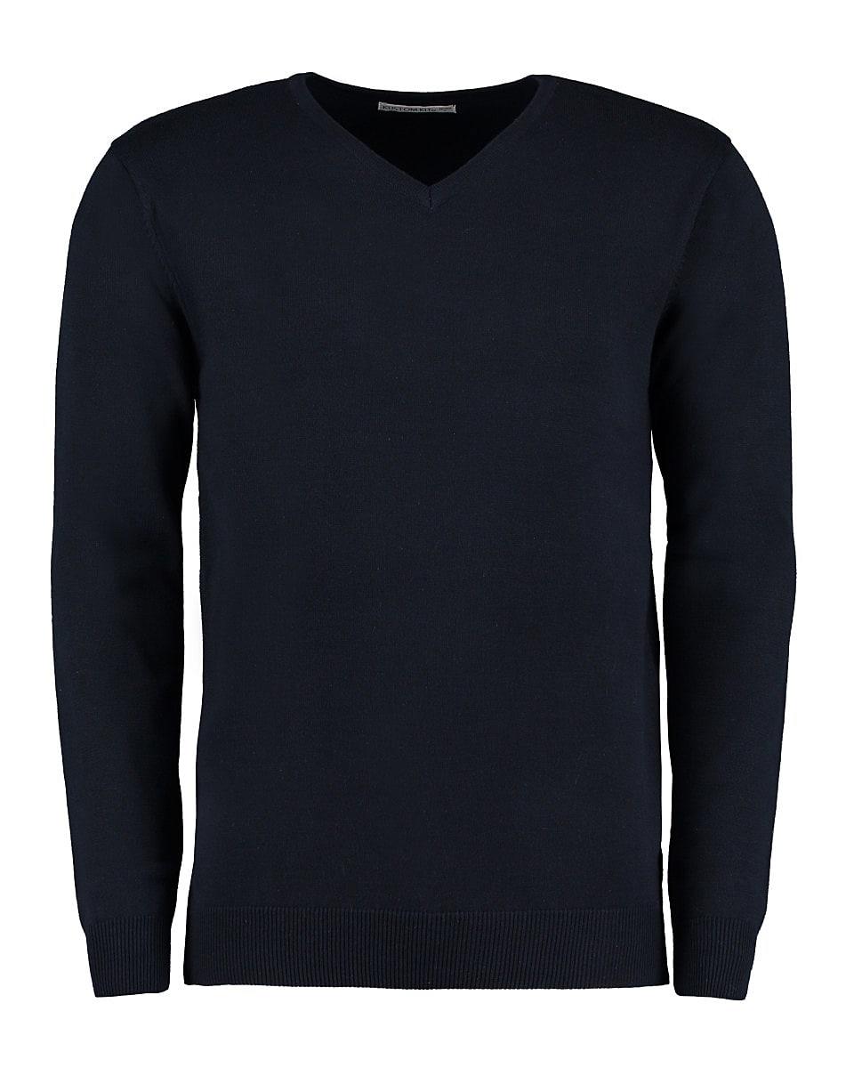 Kustom Kit Mens Arundel Long-Sleeve V-Neck Sweater in Navy Blue (Product Code: KK352)