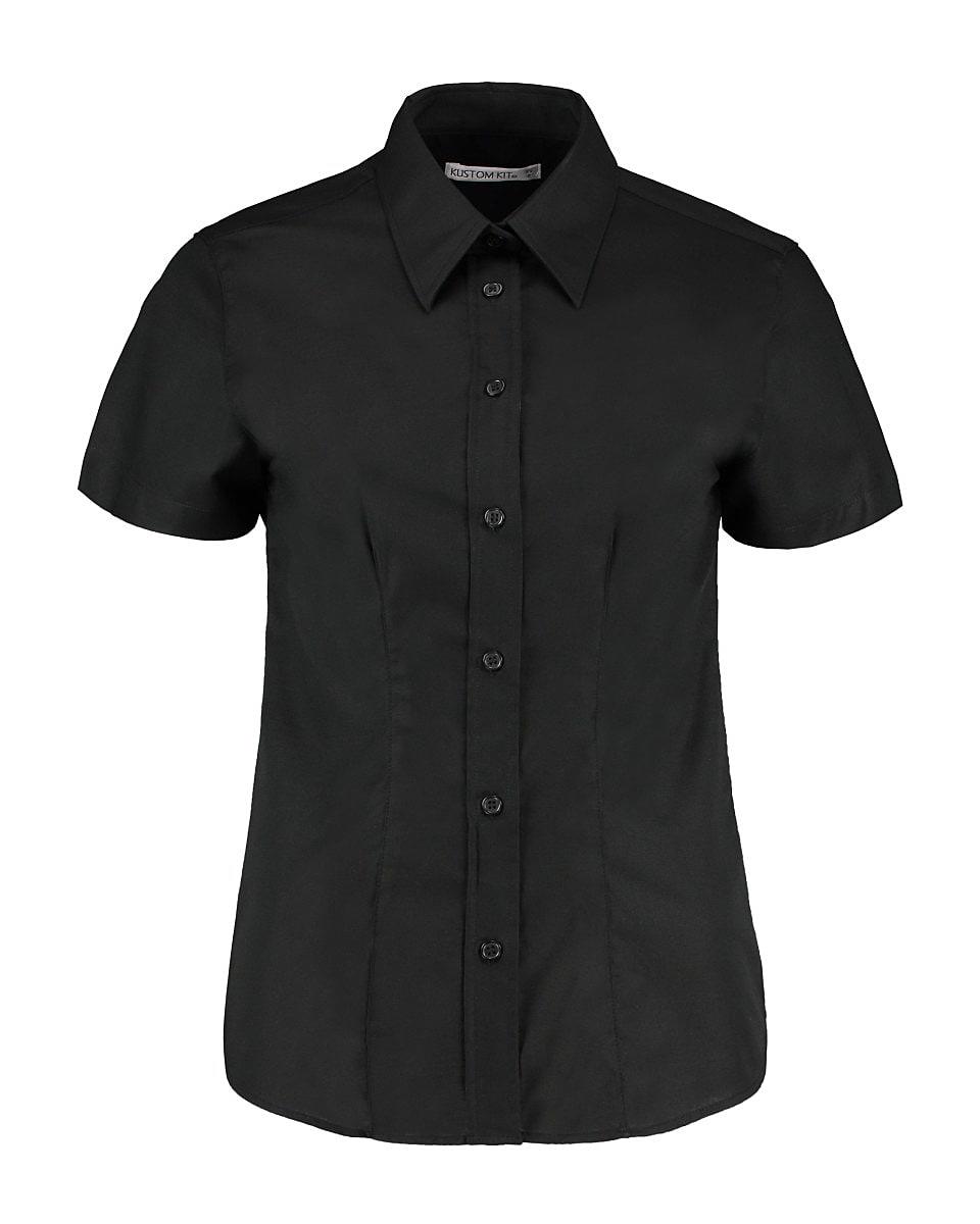 Kustom Kit Womens Workwear Oxford Short-Sleeve Shirt in Black (Product Code: KK360)