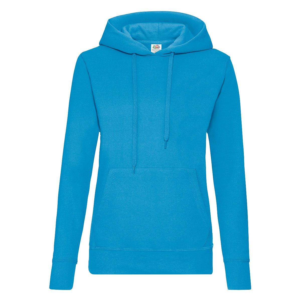 Fruit Of The Loom Lady-Fit Classic Hoodie in Azure Blue (Product Code: 62038)