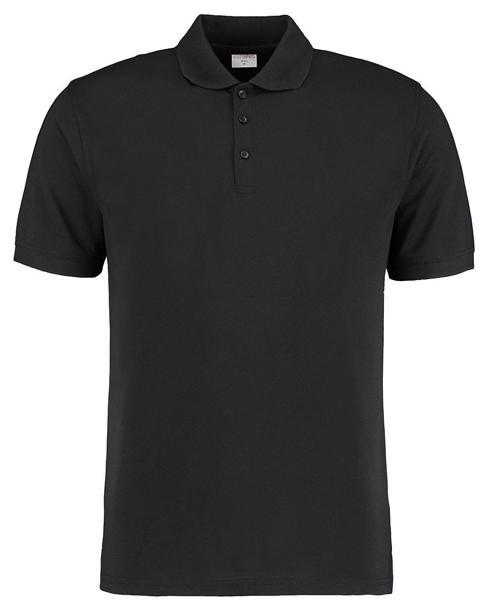 Kustom Kit Mens Slim Fit Short-Sleeve Polo Shirt in Black (Product Code: KK413)