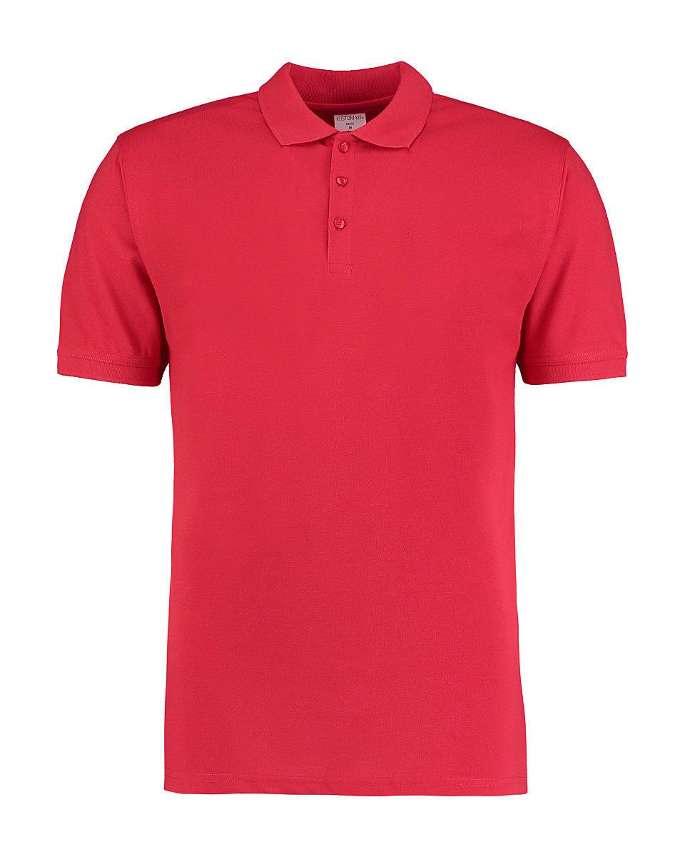 Kustom Kit Mens Slim Fit Short-Sleeve Polo Shirt in Red (Product Code: KK413)