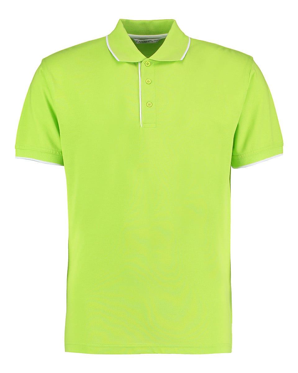 Kustom Kit Mens Essential Polo Shirt in Lime / White (Product Code: KK448)