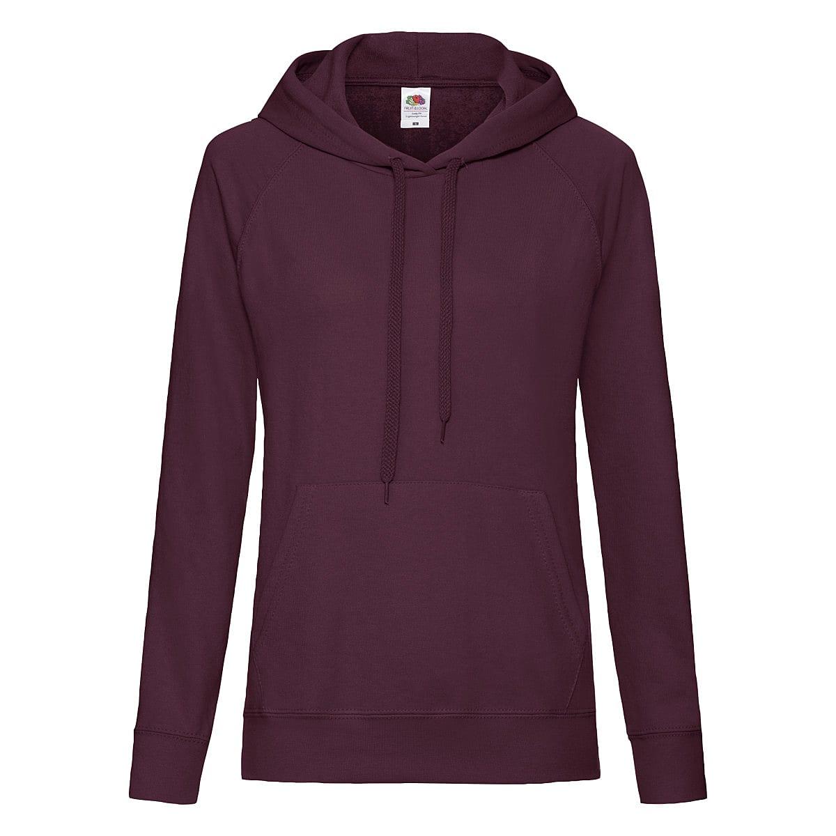 Fruit Of The Loom Lady-Fit Lightweight Hoodie in Burgundy (Product Code: 62148)