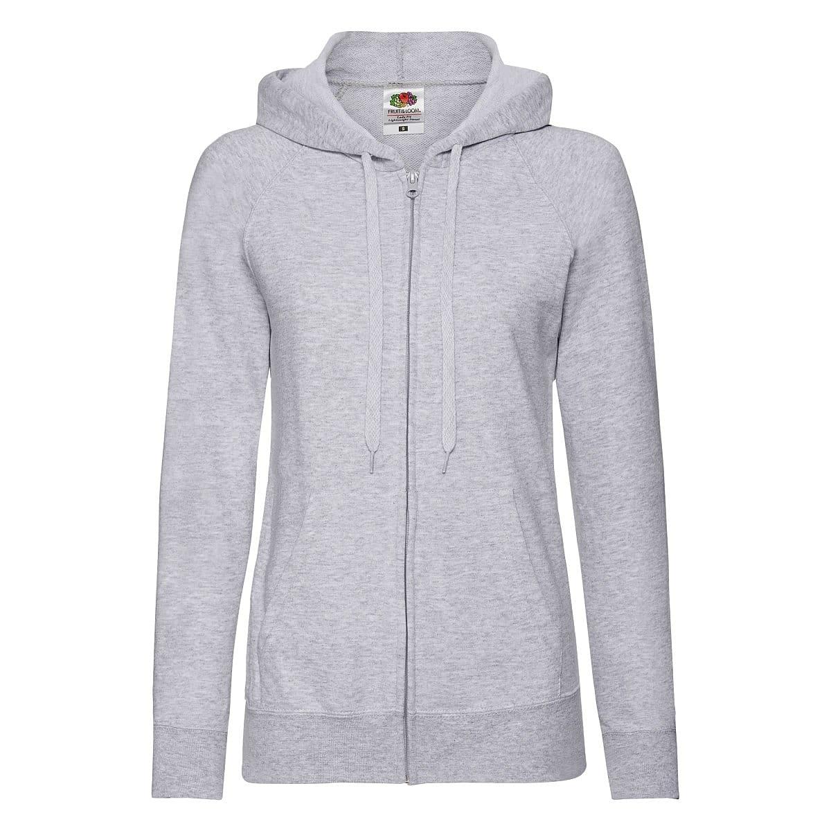 Fruit Of The Loom Lady-Fit Lightweight Full-Zip Hoodie in Heather Grey (Product Code: 62150)