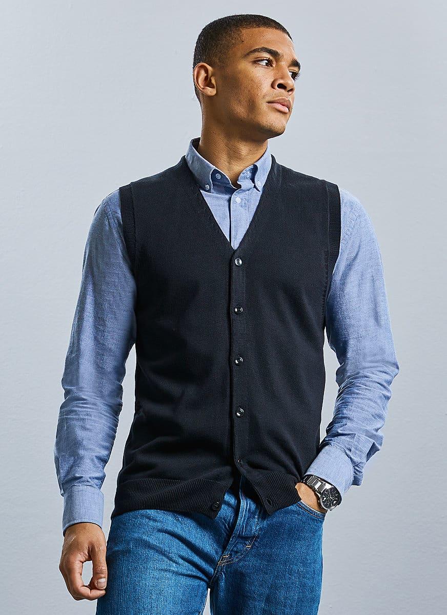 Russell Collection Mens Sleeveless Cardigan | R719M | Workwear Supermarket