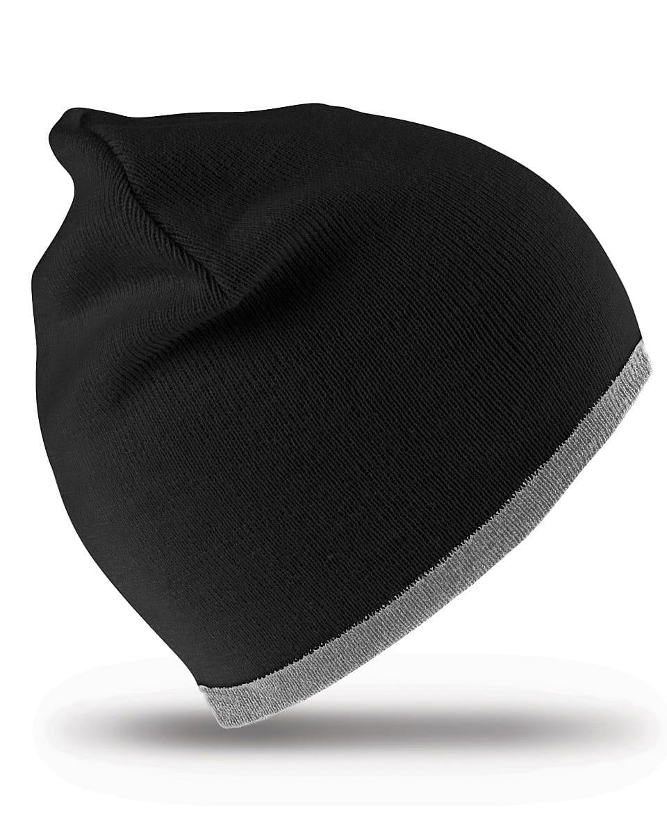 Result Winter Reversible Fashion Fit Hat in Black / Grey (Product Code: RC46)