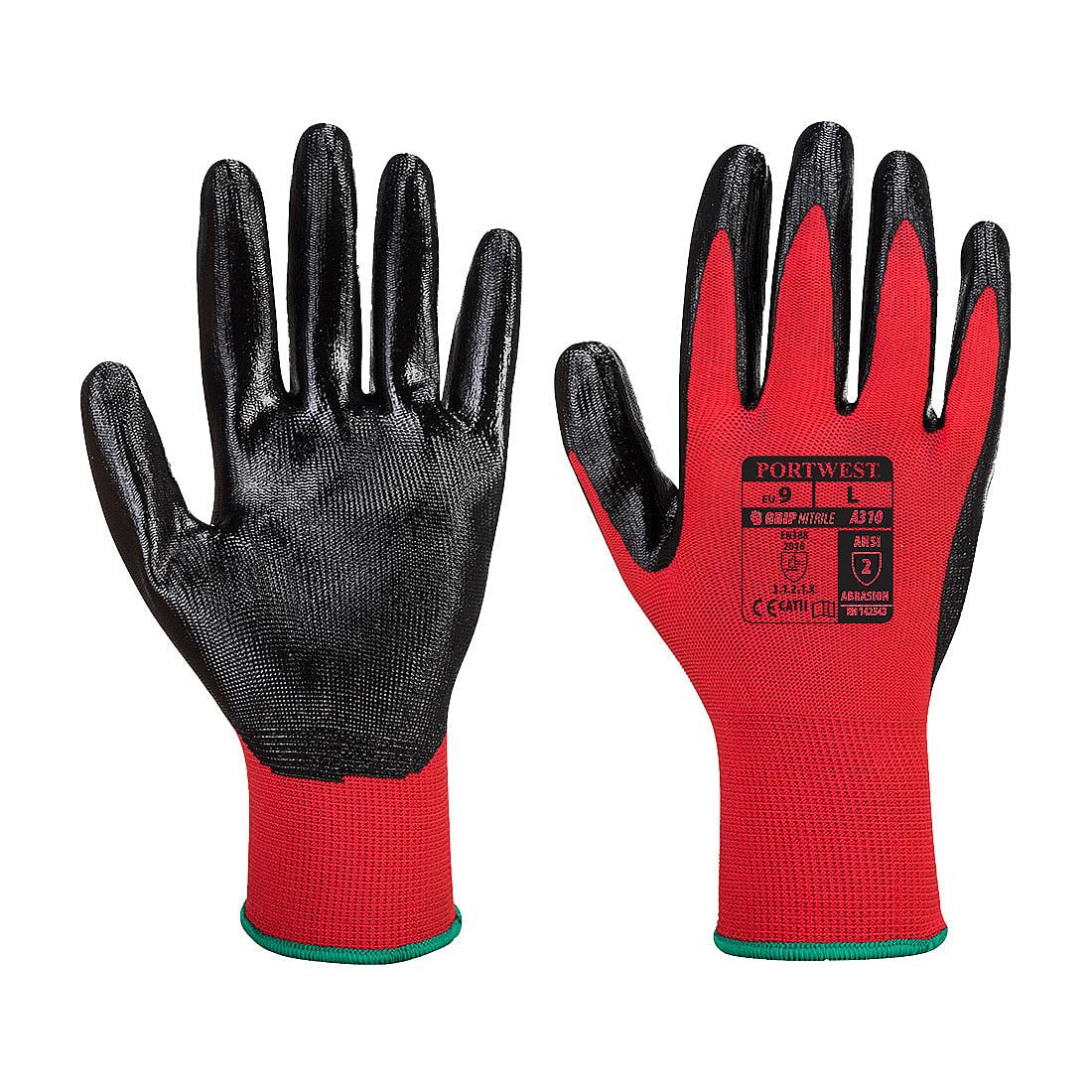 Portwest Flexo Grip Nitrile Gloves in Red / Black (Product Code: A310)