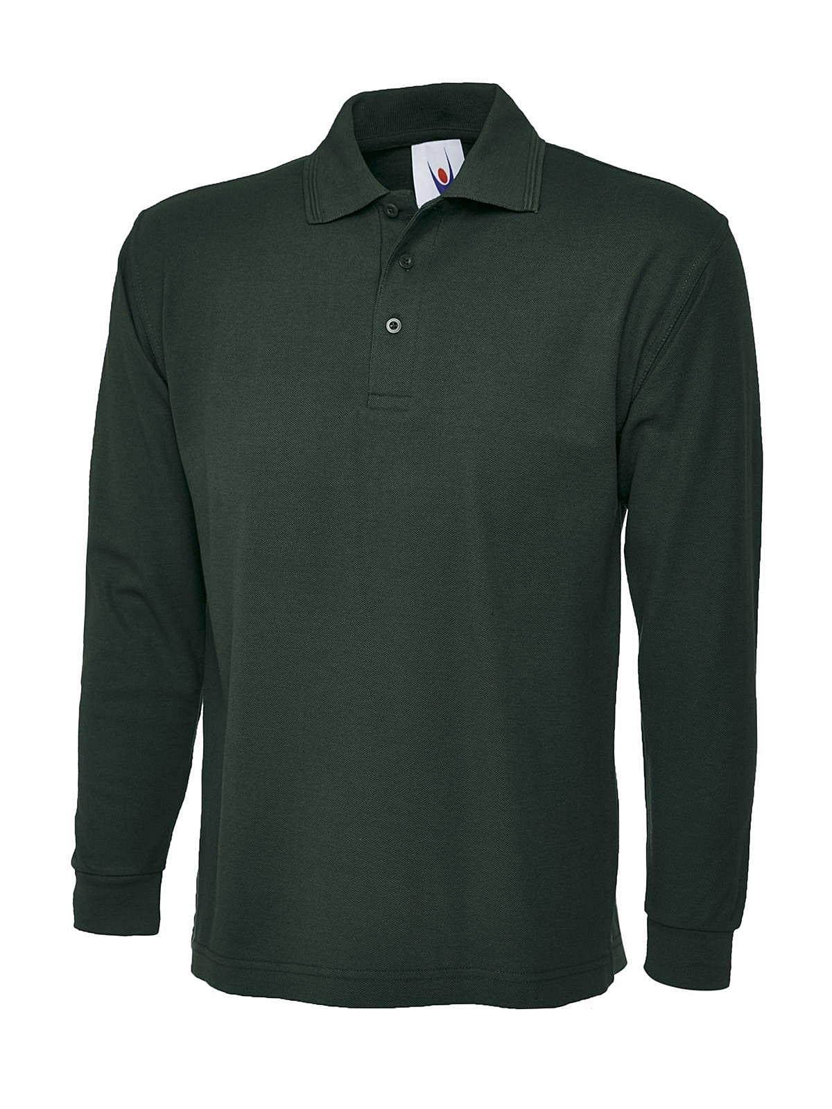 Uneek 220GSM Long-Sleeve Polo Shirt in Bottle Green (Product Code: UC113)