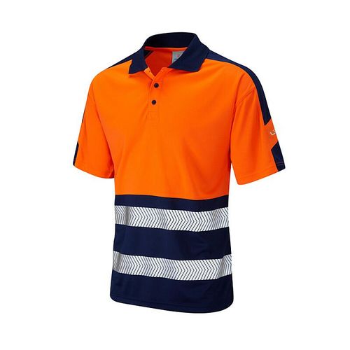 Leo Watersmeet ISO 20471 Class 1 Dual Colour Coolviz Plus Polo Shirt Orange/Navy