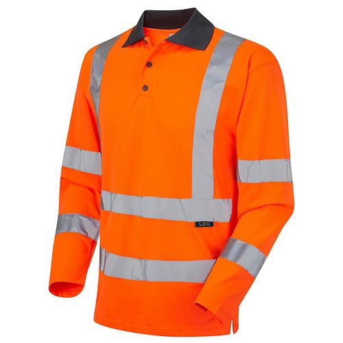 Leo Woolsery ISO 20471 Class 3 Coolviz EcoVizRP Sleeved Polo Shirt Orange