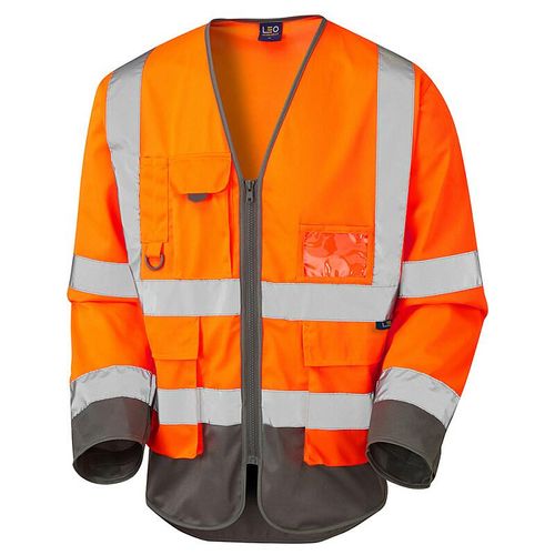 Leo Wrafton ISO 20471 Class 3 Sleeved Superior Waistcoat Orange/Grey