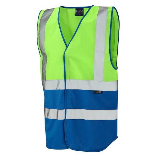 Leo Pilton Single Colour Reflective Waistcoat (Non ISO 20471) Lime/Royal Blue