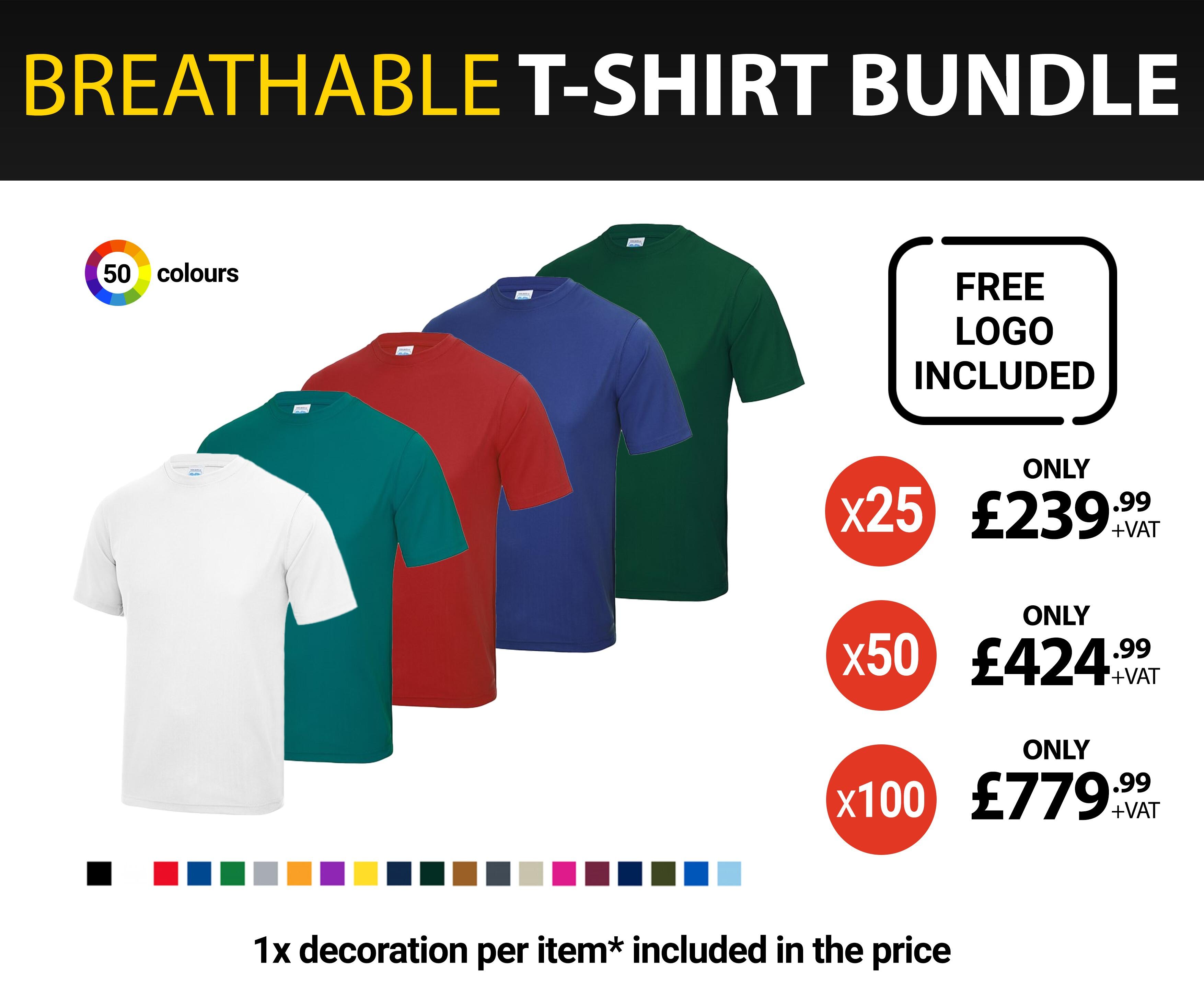 Breathable TShirt Bundle (Including Customisation)