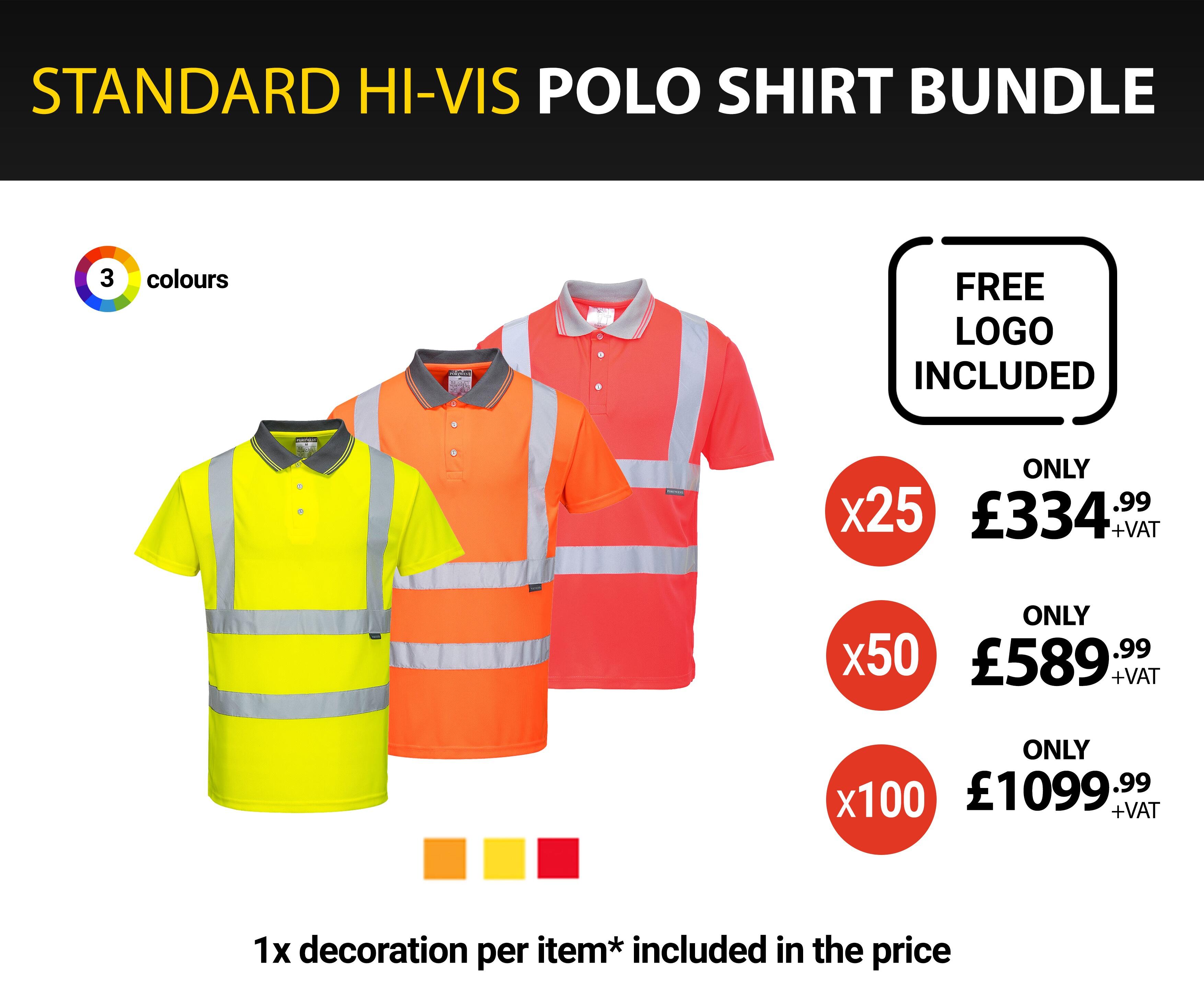 Standard HiVis Polo Shirt Bundle (Including Customisation)