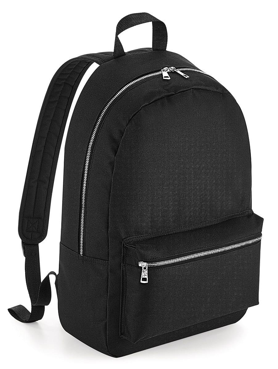Bagbase Metallic Zip Backpack in Black / Silver (Product Code: BG235)