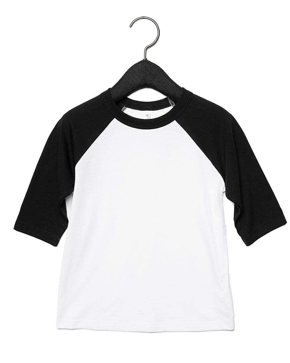 Bella Canvas Toddler 3/4 Baseball T-Shirt in White / Black (Product Code: CA3200T)
