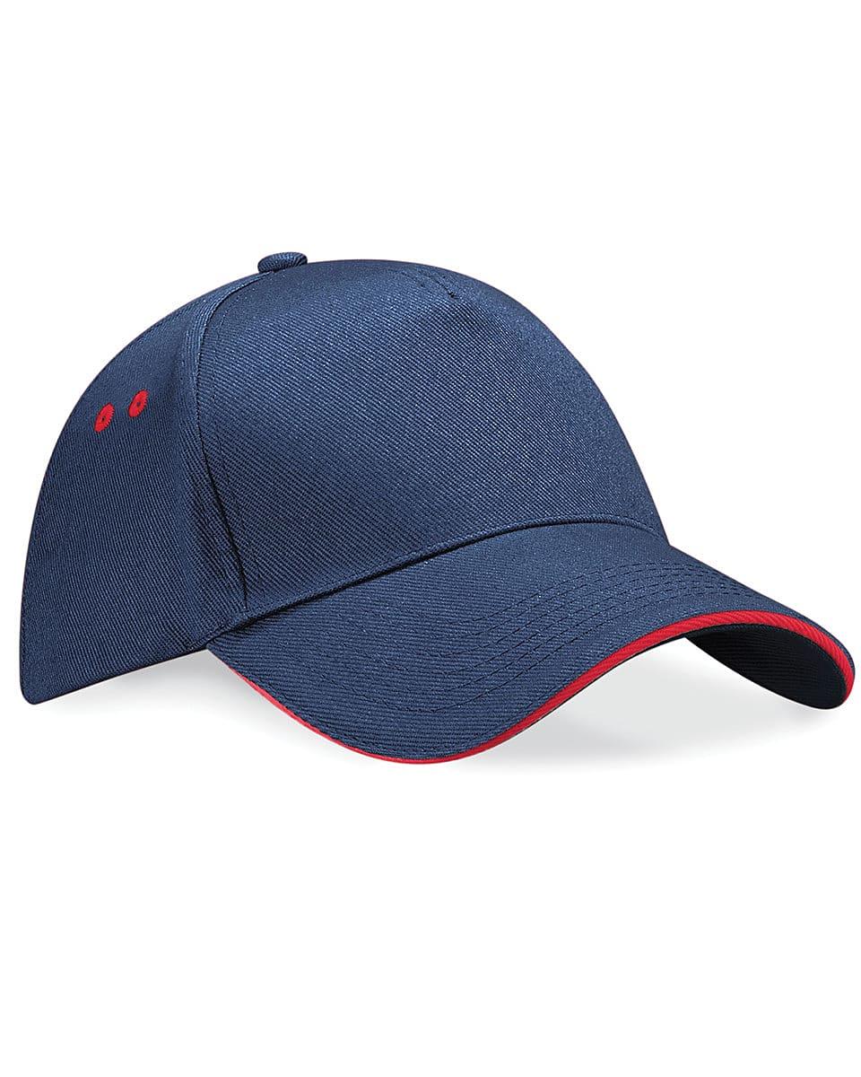 Beechfield Ultimate Sandwich Peak Cap in French Navy / Classic Red (Product Code: B15C)