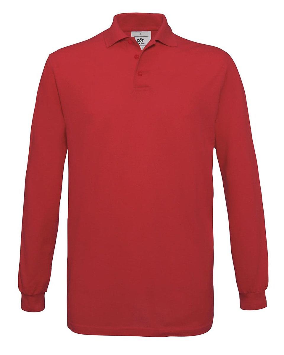 B&C Safran Long-Sleeve Polo Shirt in Red (Product Code: PU414)