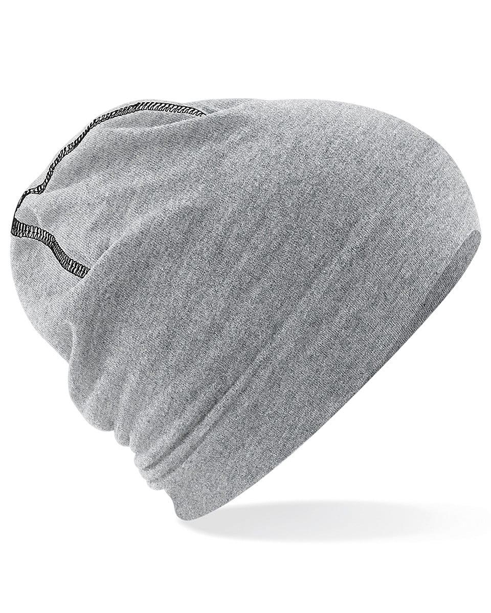Beechfield Hemsedal Cotton Beanie Hat in Heather Grey / Black (Product Code: B366)