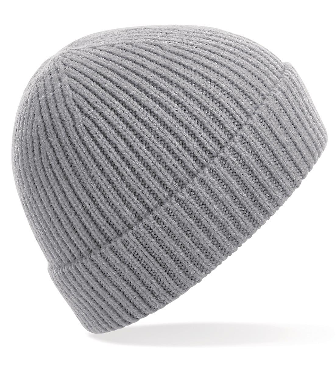 Beechfield Engineered Knit Ribbed Beanie Hat in Light Grey (Product Code: B380)