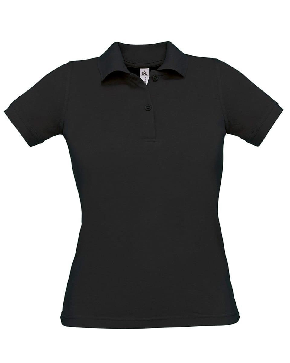 B&C Womens Safran Pure Short-Sleeve Polo Shirt in Black (Product Code: PW455)